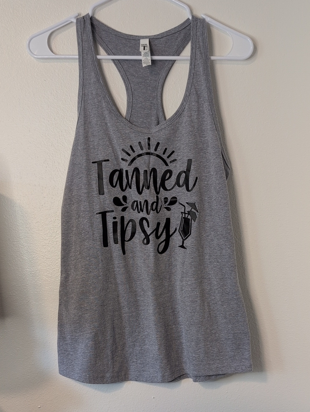 Tanned and Tipsy Women's Gray Racerback Tank Top